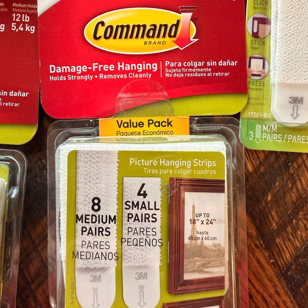 3M Command Picture Hanging Strips Set lot of 5 packs 4lb, 9lb, and 12lb Bundle - Picture 4 of 5